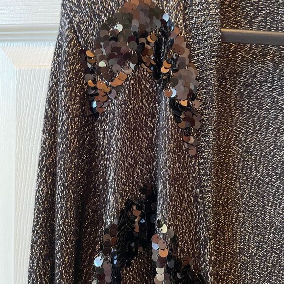 BLACK METALLIC WITH SEQUINS CARDIGAN SIZE 3X by DANA BUCHMAN NWT - Picture 5 of 8